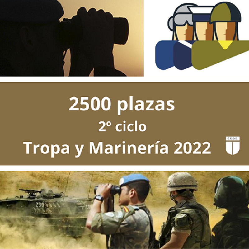 2500 plazas TROPA Y MARINERÍA segundo ciclo CONVOCATORIA- 2022