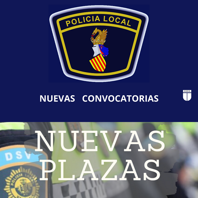 POLICÍA LOCAL PLAZAS CONVOCADAS:  MONCADA; GATA DE GORGOS; ROJALES; ALBUIXECH